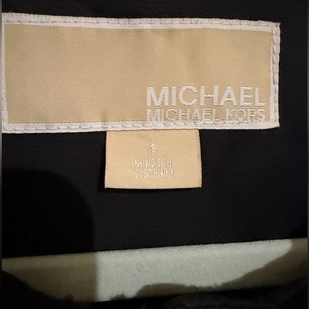 Michael Kors Black Waterproof Trench Coat with Gold Accents - Picture 7 of 7